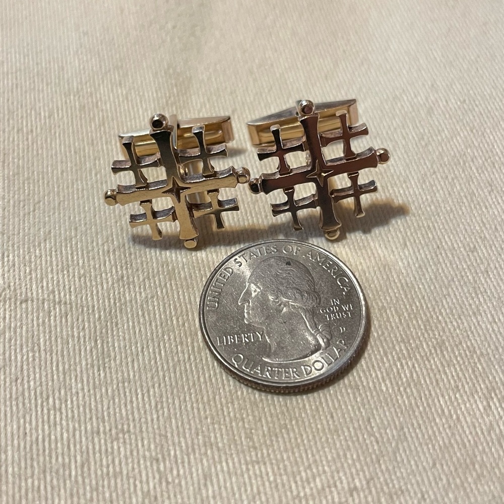 14k James Avery Jerusalem Cross Cuff Links Gem